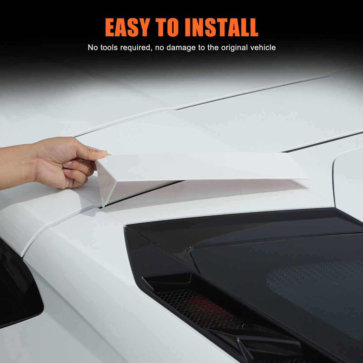 White ABS Rear Windshield Spoiler Trim Cover For Corvette C8 Coupe 2020+ 10
