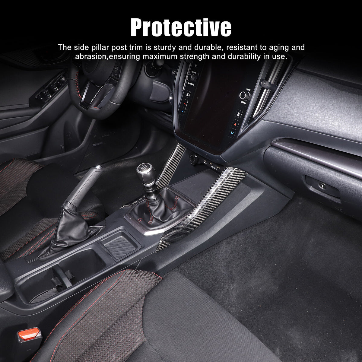 Real Carbon Fiber Side Gear Shift Box Cover Trim For Subaru WRX STI VB 2022-2024 22