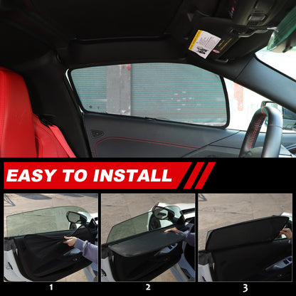 Car Front Window Screen Sun Shade Mesh Cover For Corvette C8 2020-26 14