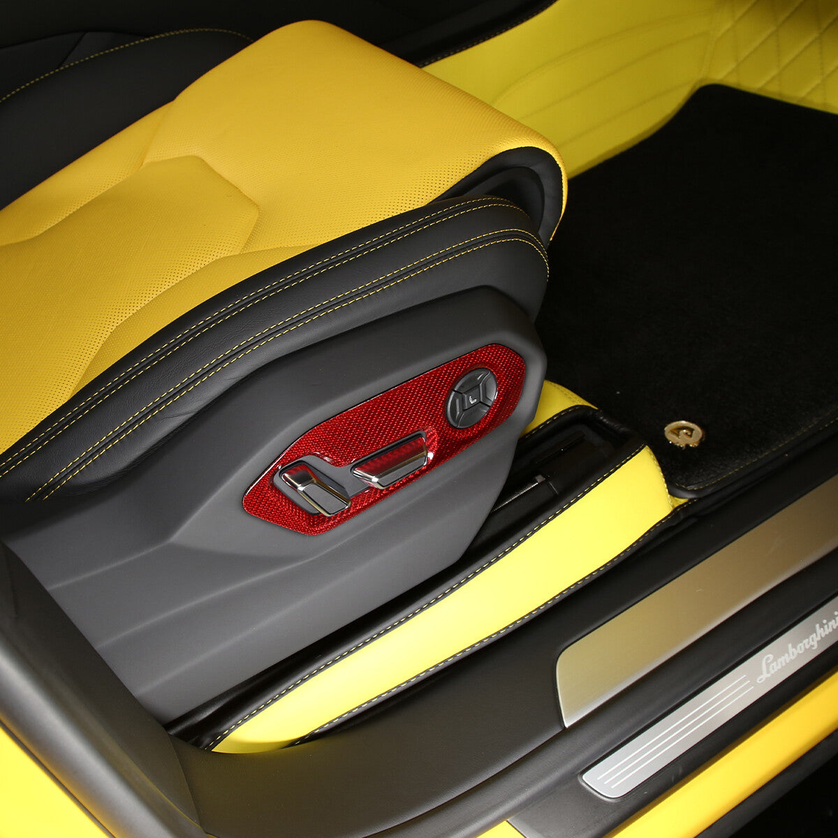 Red Carbon Fiber Seat Adjustment Button Switch Trim For Lamborghini URUS 18-23 9