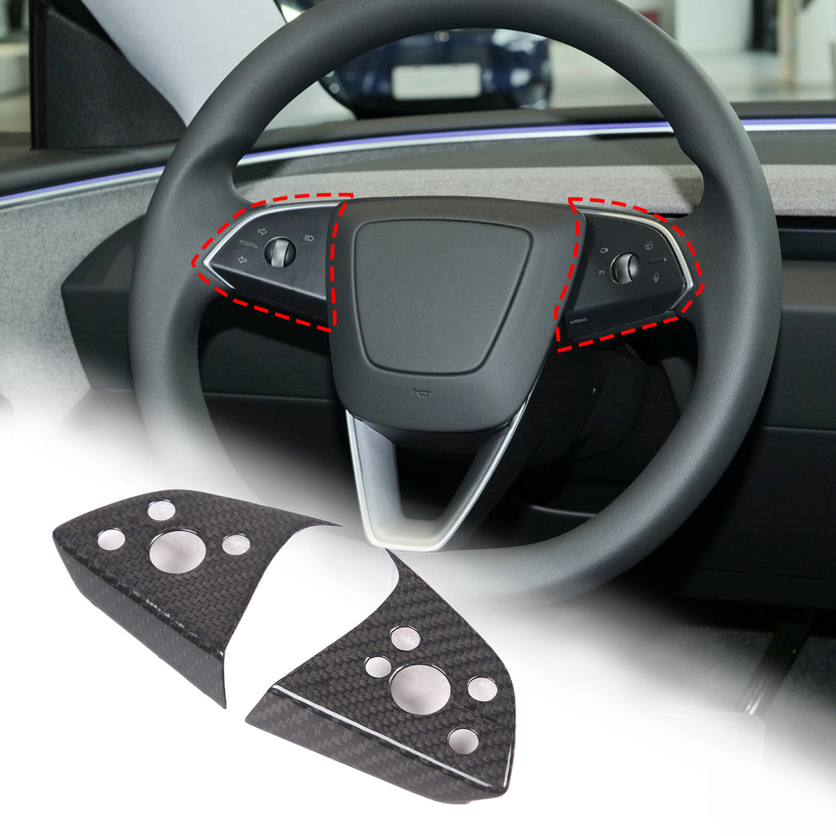 Real Dry Carbon Fiber Center Console Interior Trim Cover For Tesla Model 3 2023+ 73
