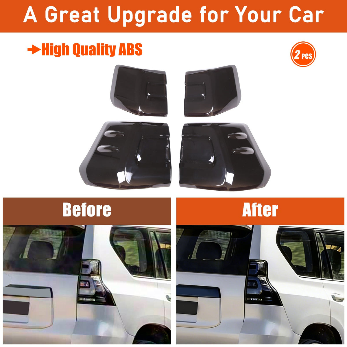Smoked Black Tail Light Lamp Cover Trim For Toyota Land Cruiser Prado 18-22 13