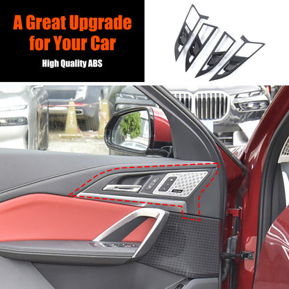 Black Grain Interior Door Handle Cover Trim For BMW X1 U11 /X2 U12 2023+ 1
