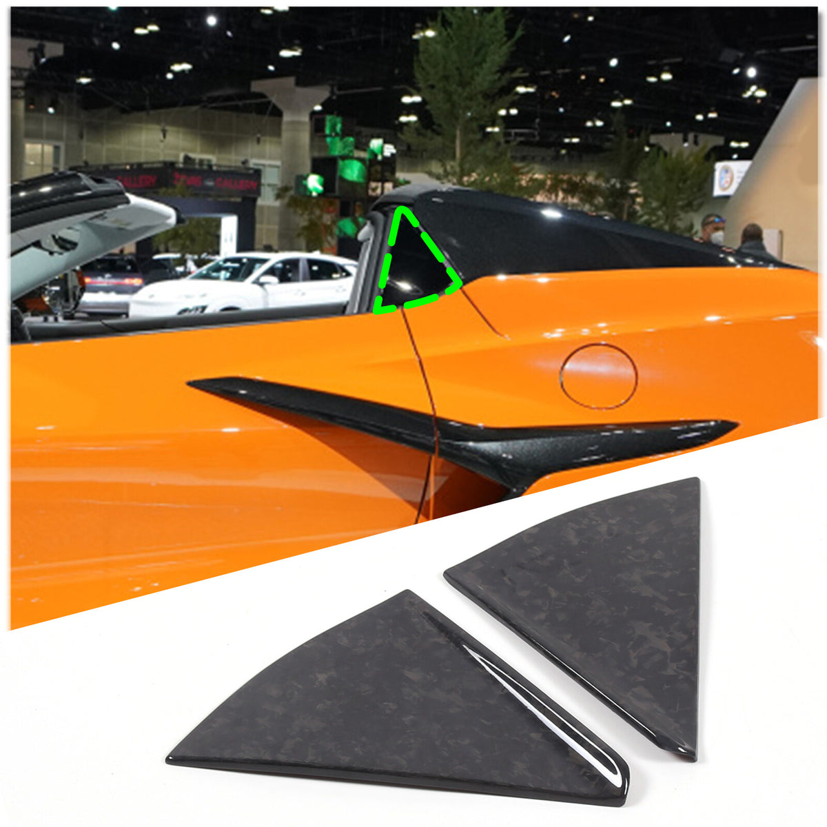Forged Carbon fiber Rear Triangle Glass Cover For Corvette C8 Convertible 20-26 1