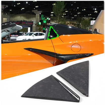 Forged Carbon fiber Rear Triangle Glass Cover For Corvette C8 Convertible 20-26 1