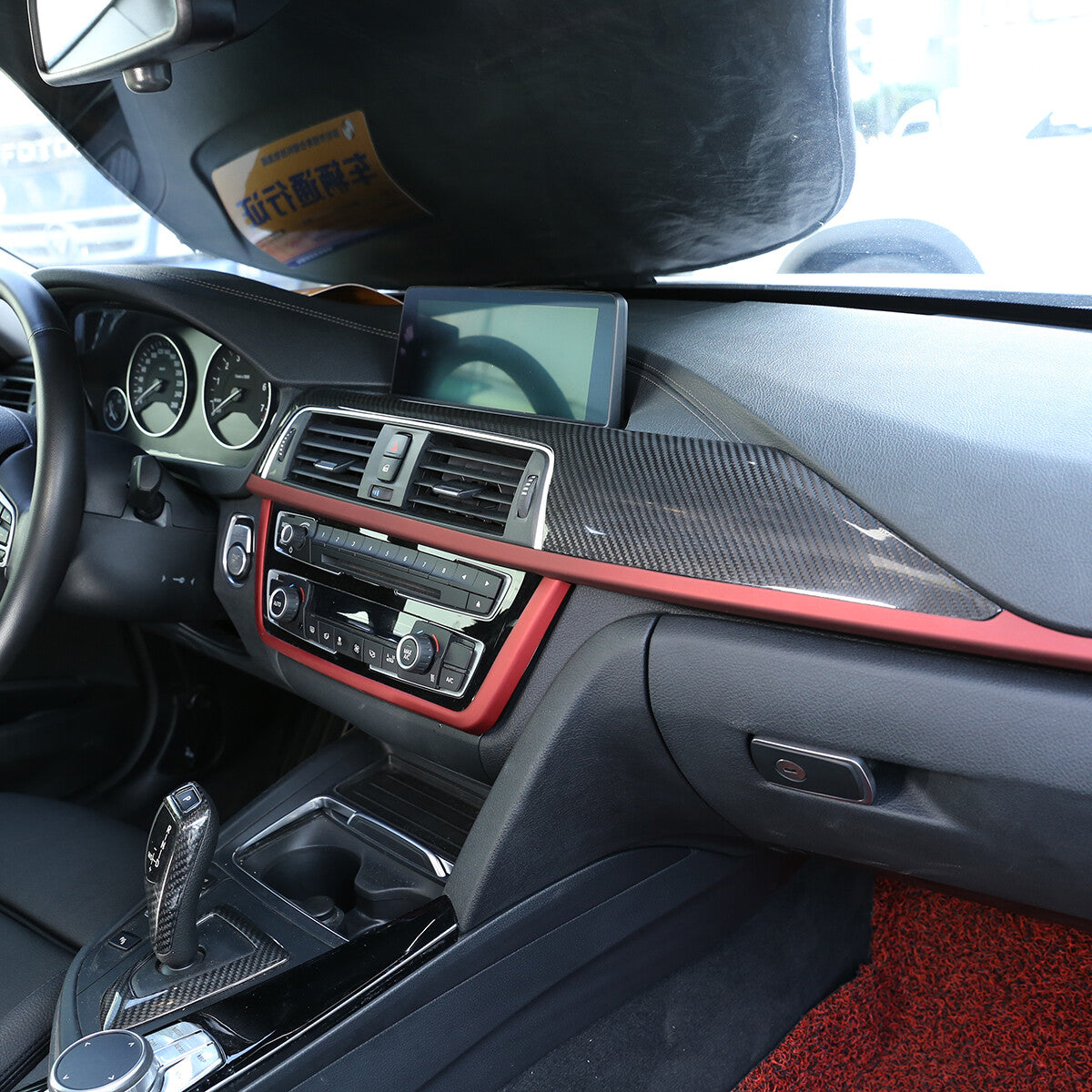 Real Carbon Fiber Interior Dashboard Center Trim for BMW 3 Series F30 F34 14-18 12