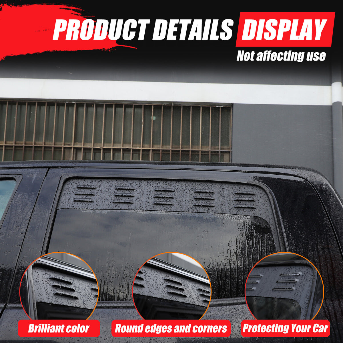 ABS Carbon fiber Rear Window Louver Shutter Cover Trim For Toyota Tundra 2014-21 8