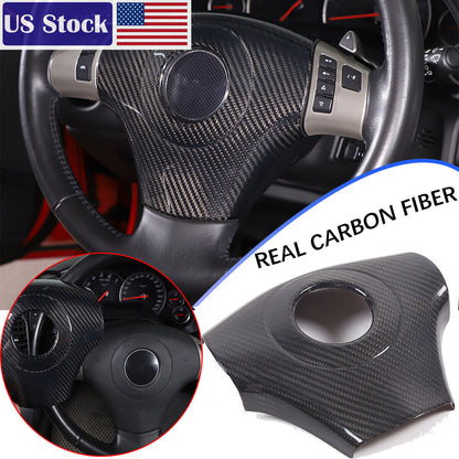 Real Dry Carbon fiber Center Steering wheel trim cover For Corvette C6 05-13 US 1