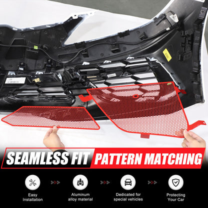 Red Steel Front Bumper Grille Mesh Screen Insect Guard For Corvette C8 2020 US 7