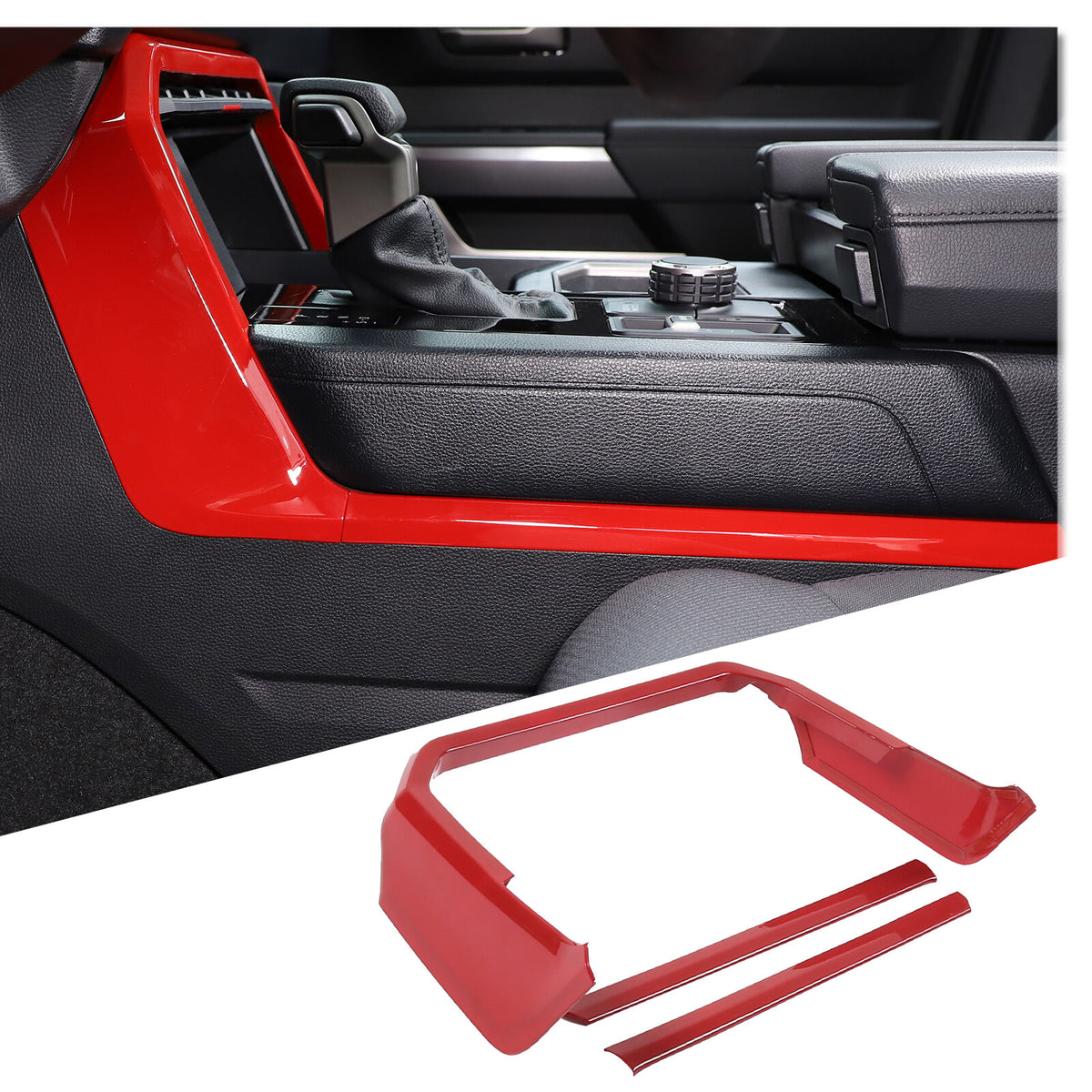 Sport Red ABS Center Console Gear Shift Outer Trim For Toyota Tundra/Sequoia 22+ 2