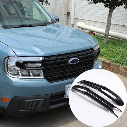 Glossy Black Front Bumper Grille Cover +Logo Ring For Ford Maverick 22-24 US 4