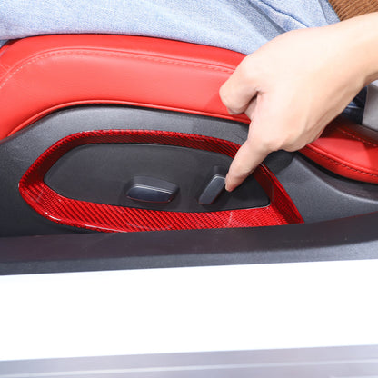 Red Carbon Fiber Seat Adjustment Button Trim Cover For Corvette C8 2020-26 1