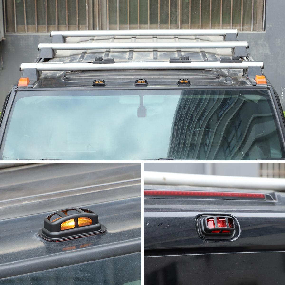 Matte Black ABS Roof Light Cover For Hummer H2 2003-2009 4