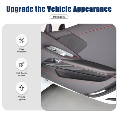 Real Honeycomb Carbon Fiber Interior Inner Door Panel Cover Trim for Corvette C8 17