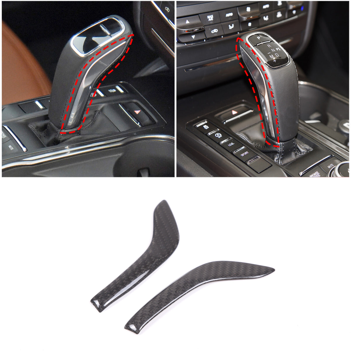 Real Carbon Fiber Gear Shift Knob Head Side Trim Cover For Maserati Ghibli 19-23 1
