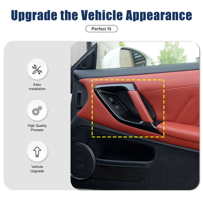 Real Carbon Fiber Interior Door Handle Frame Cover Trim For Nissan R35 GT-R GTR 20