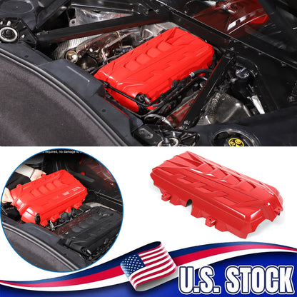 Red ABS Engine hood Compartment panel Trim Cover For Corvette C8 2020-2026 US 1