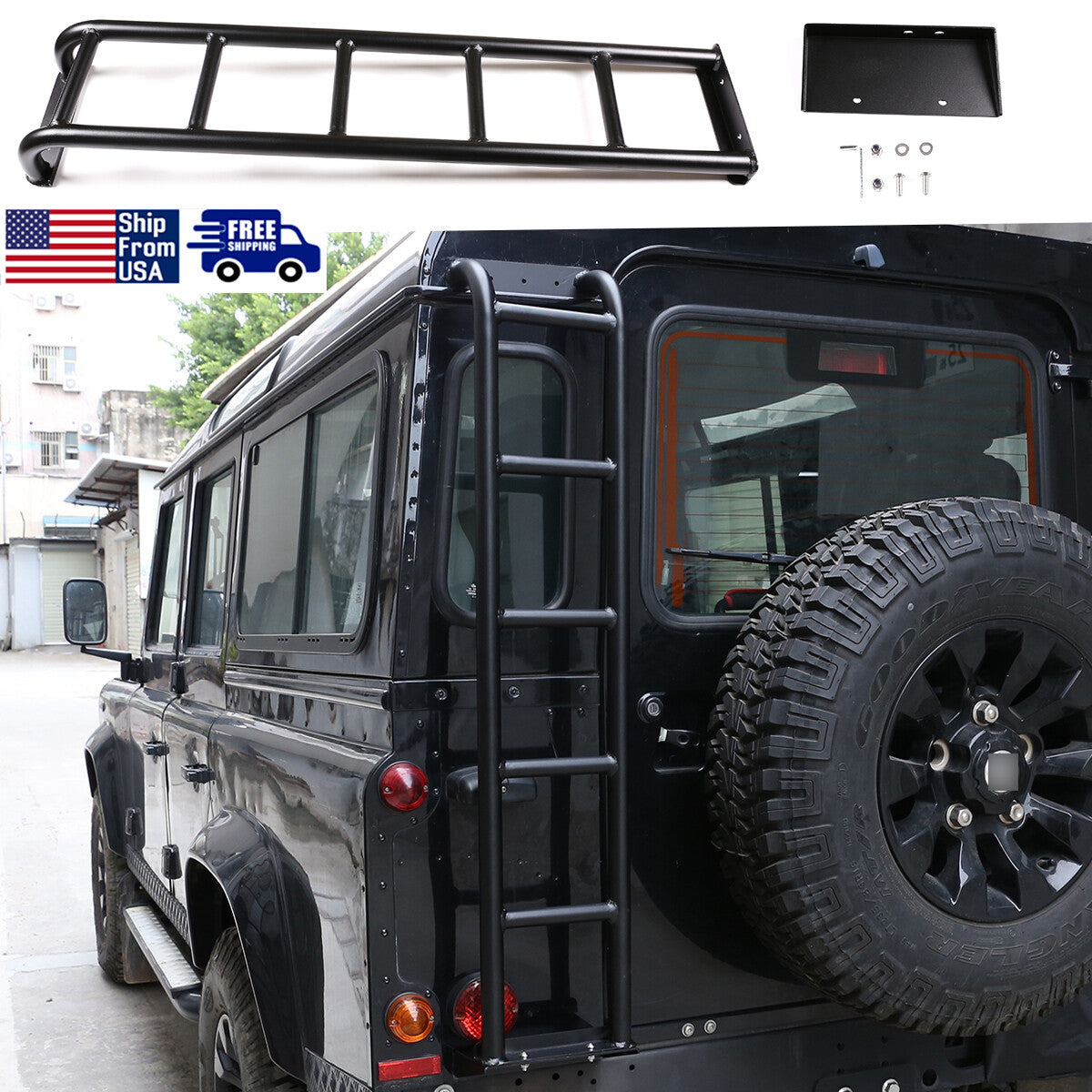 Aluminum Alloy Car Rear Tail Door Ladder Climbing For Land Rover Defender 04-19 1