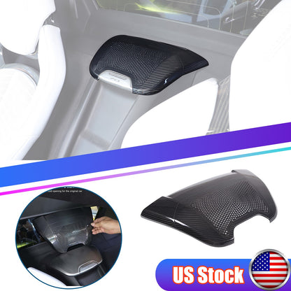 Real Carbon Fiber Rear Charger Speaker Cover Trim For Corvette C8 Convertible 1