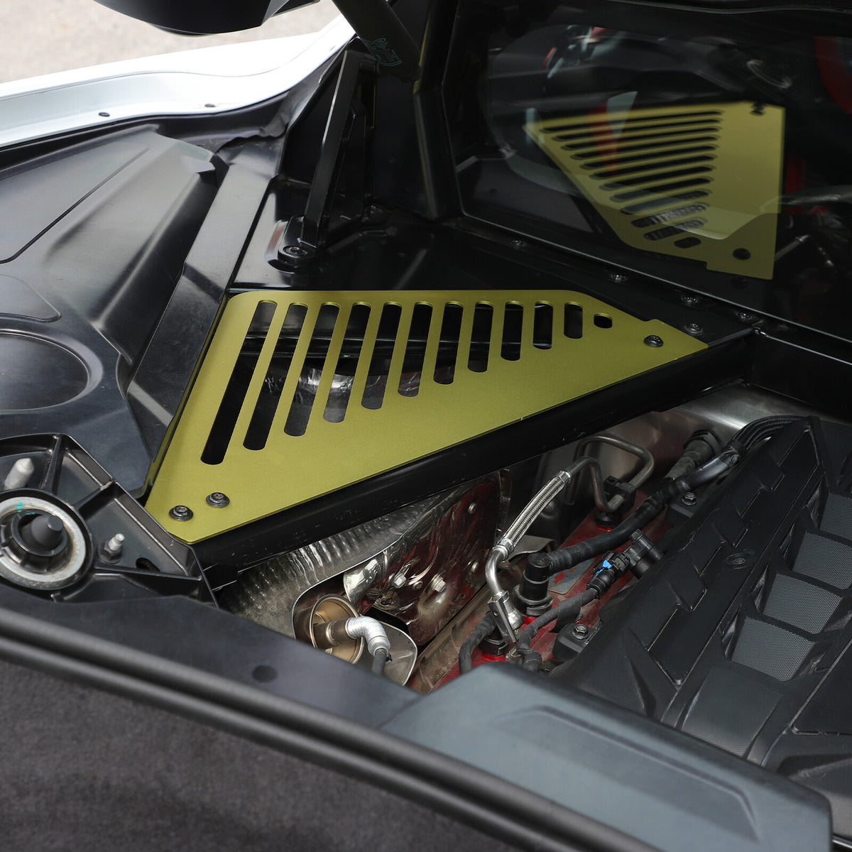 Yellow Engine Bay Side Panel Cover Overlay Coupe For Corvette C8 2020-26 13