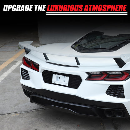 Glossy Black Alloy Rear License Plate Filler Panel Trim for Corvette C8 2020+ 23