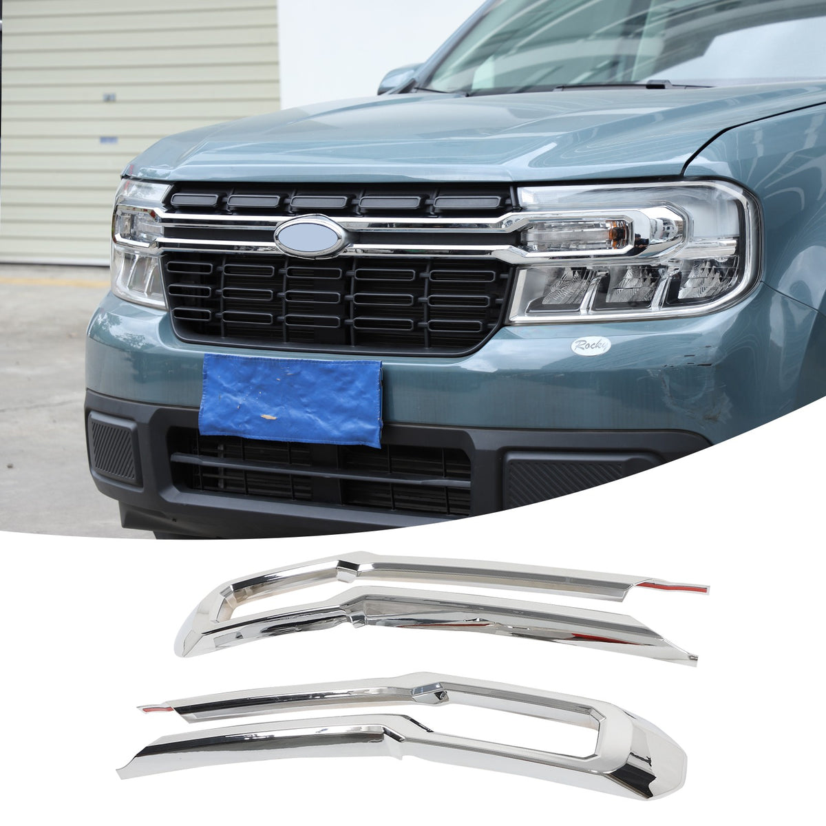 Glossy Piano Black Front Grille Cross Bar Trim For Ford Maverick 2022-2024 20