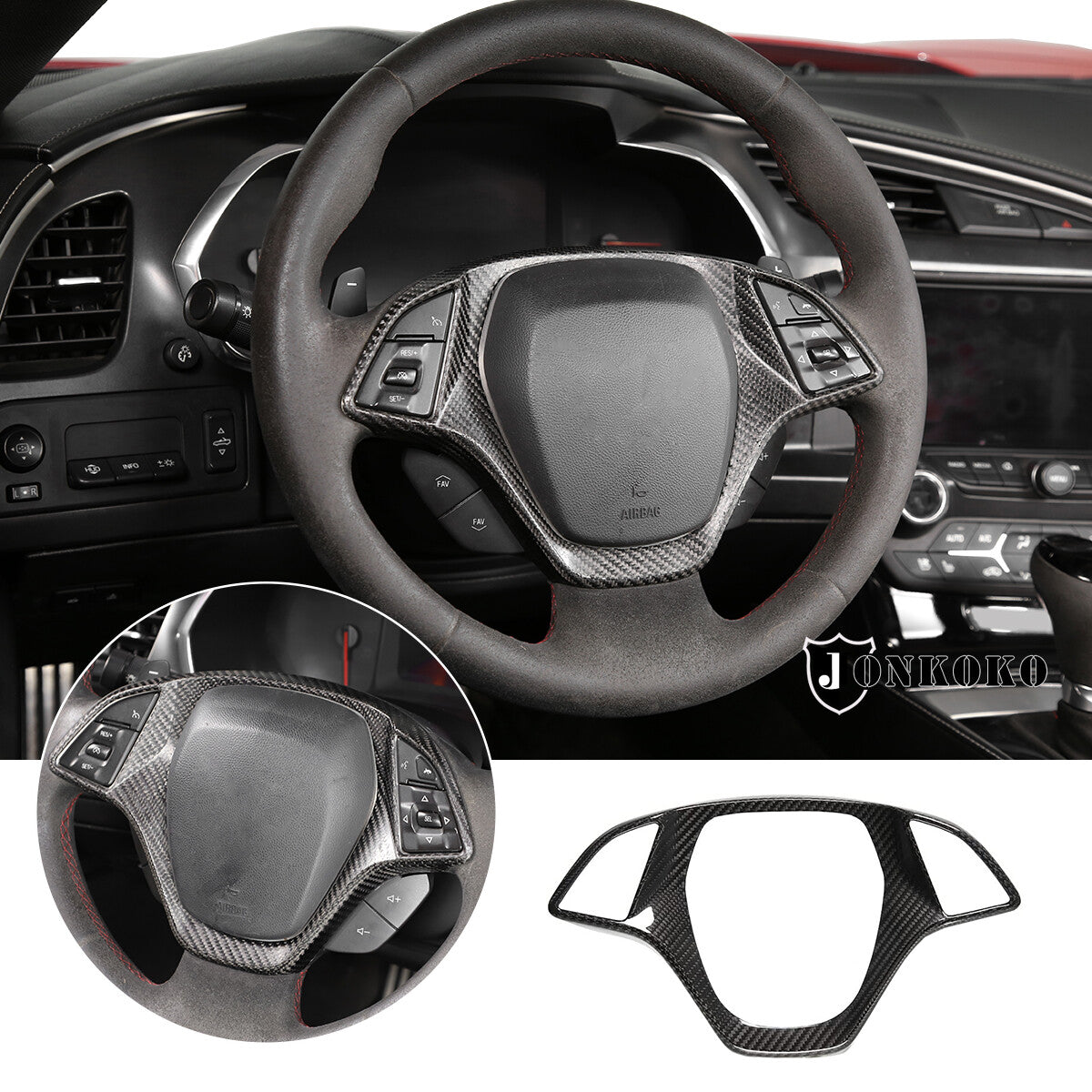 Real Carbon Fiber Interior Dashboard Trim Cover Decor Kit For Corvette C7 14-19 37
