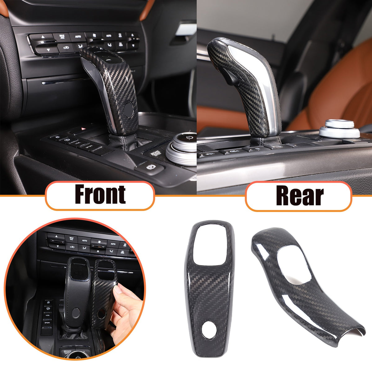 Real Carbon Fiber Gear Shift Knob Trim Set For Maserati Ghibli 2019-2023 1