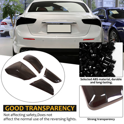 Smoked Rear Tail Light Guard Cover Trim For Maserati Ghibli 2021-24 US 23