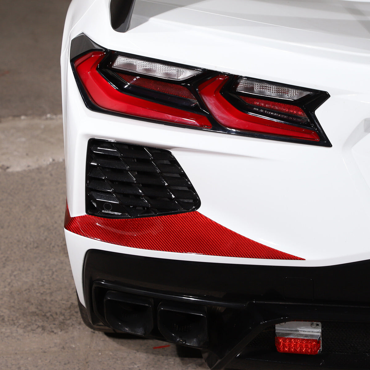 Red Carbon fiber Rear Bumper Air Intake Panel Trim Sticker For Corvette C8 20-26 9