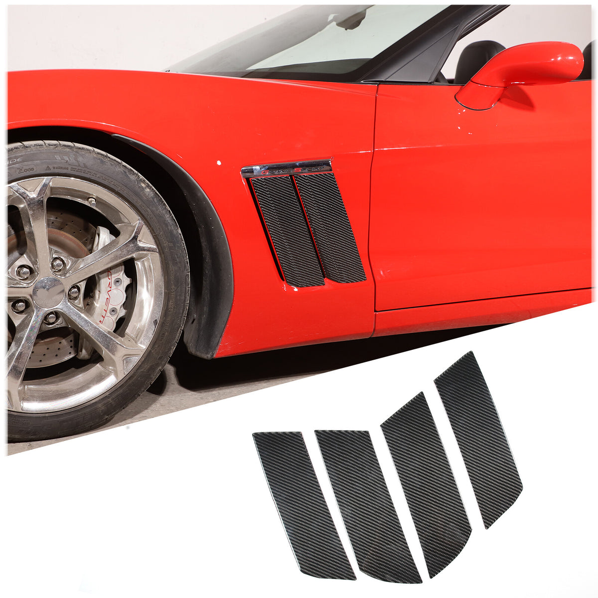 Carbon Fiber side fender vents Panel Sticker Trim For Corvette C6 2005-2013 2