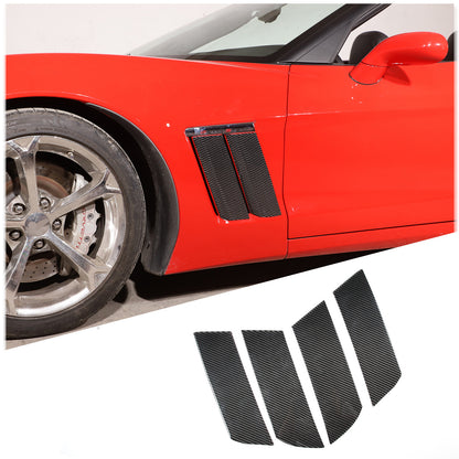 Carbon Fiber side fender vents Panel Sticker Trim For Corvette C6 2005-2013 2