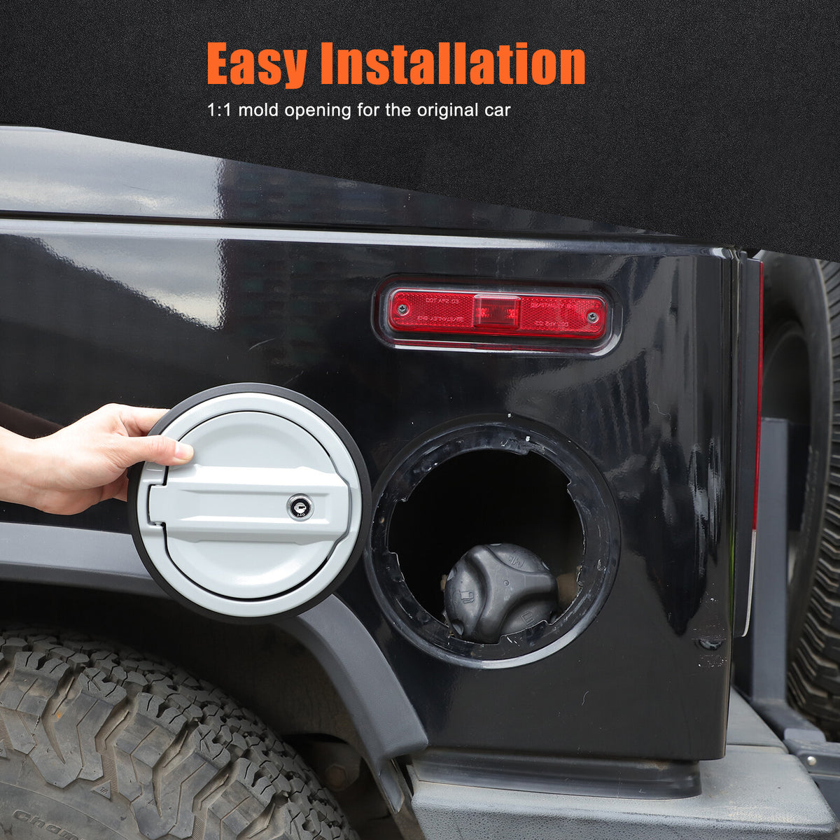 Silver Alloy Fuel Tank Cap Anti-theft Lock Cover Trim For Hummer H2 2003-2009 15