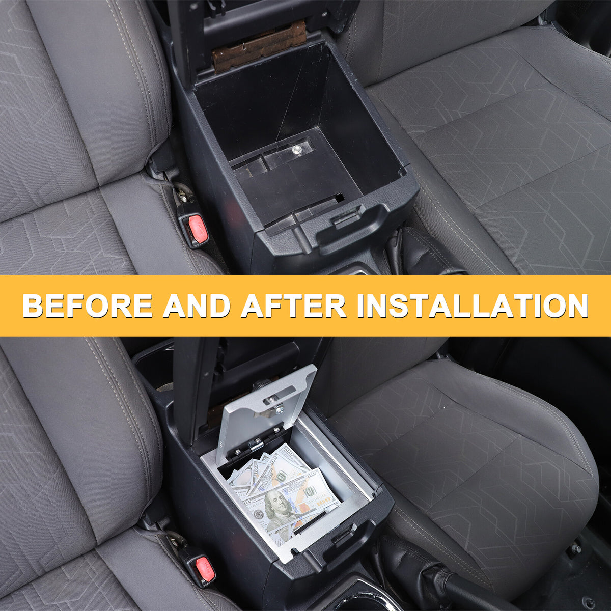 Silver Center Console Safe Armrest Storage Lock Box TRAY For Toyota Tacoma 16-22 20