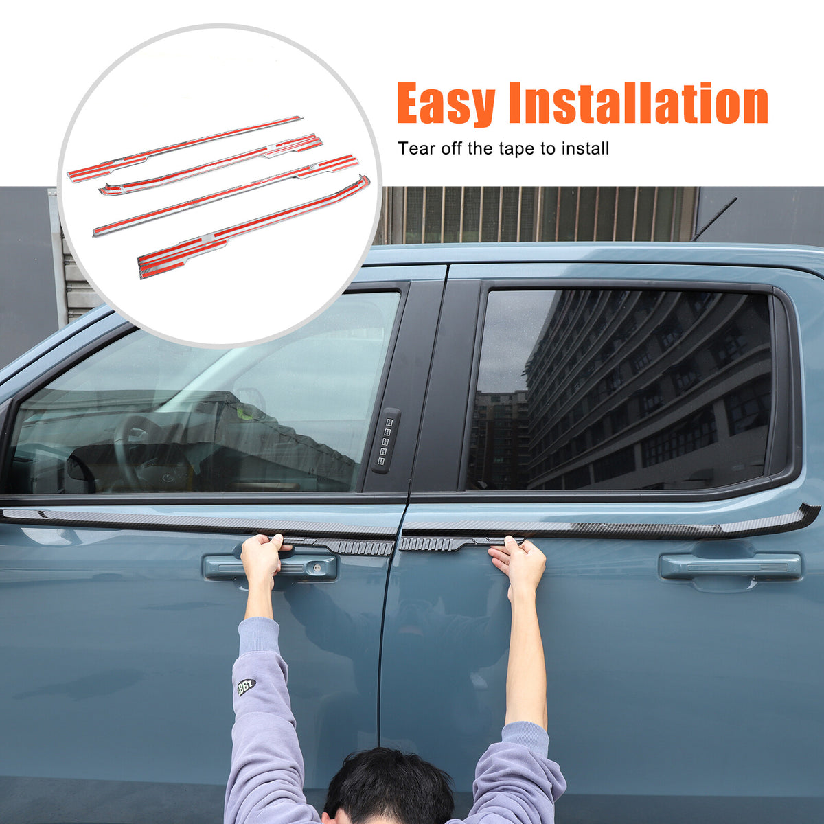 ABS Carbon Fiber Exterior Window Bottom Sill Trim For Ford Maverick 22-24 US 16