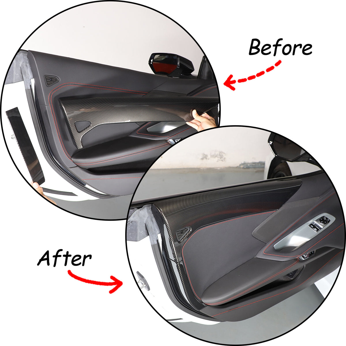 Carbon Fiber Style Inner Interior Door Panel Cover Trim For Corvette C8 20-26 19
