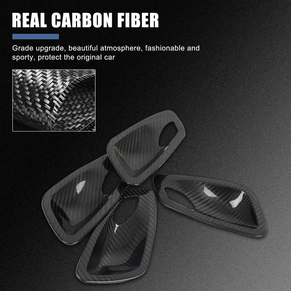 Real Carbon Fiber Inner Interior Door Bowl Trim For BMW 3 Series E90 2005-2012 6