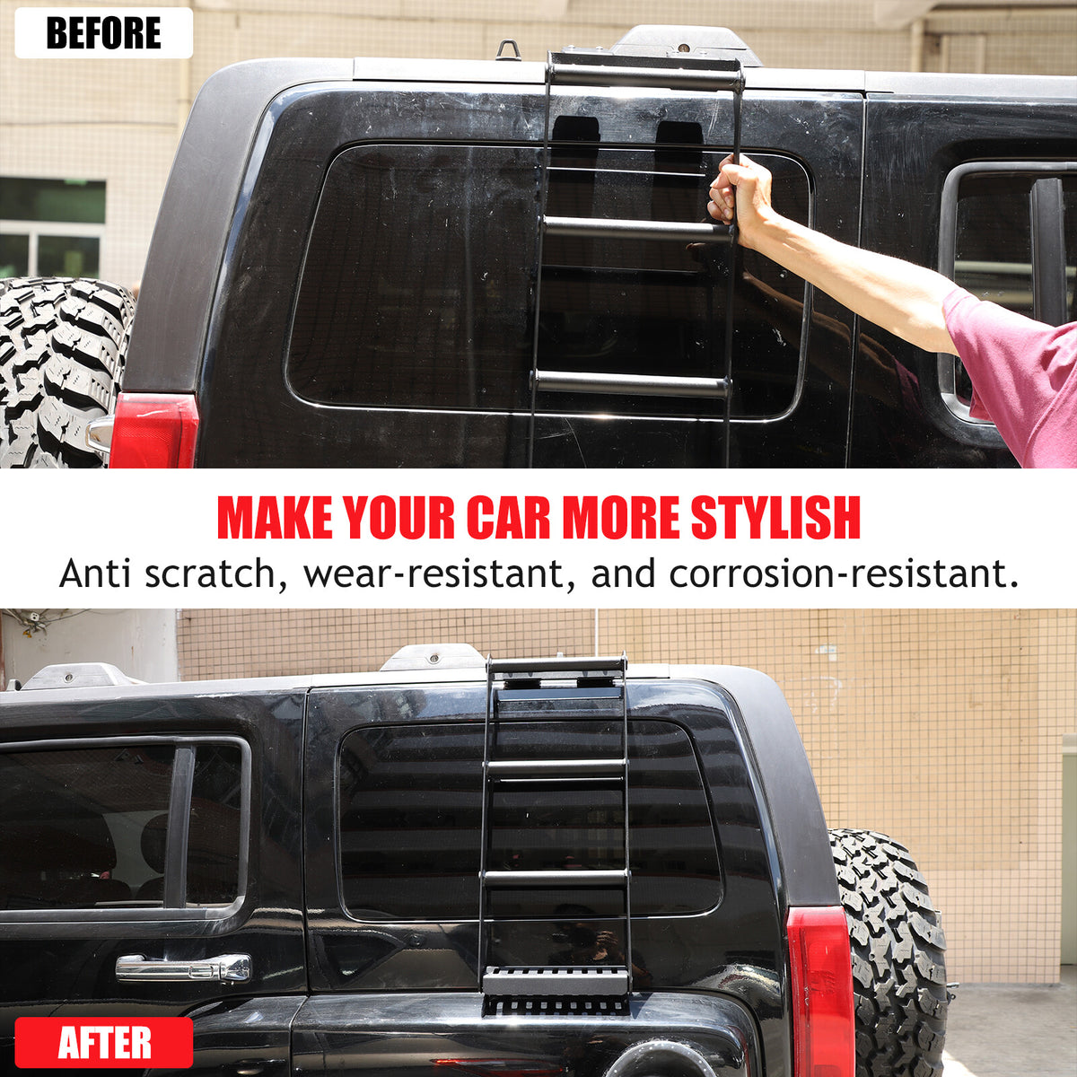 Alloy Black Ladder Luggage basket Side Ladder Climb For Hummer H3 2005-09 US 12