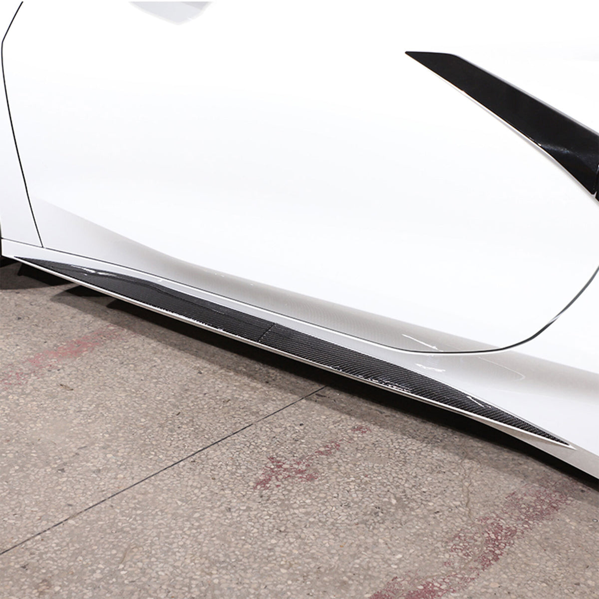 4PCS Soft Carbon Fiber Side Skirt Body Protector Trim For Corvette C8 2020-26 US 2