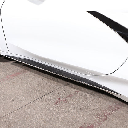 4PCS Soft Carbon Fiber Side Skirt Body Protector Trim For Corvette C8 2020-26 US 2
