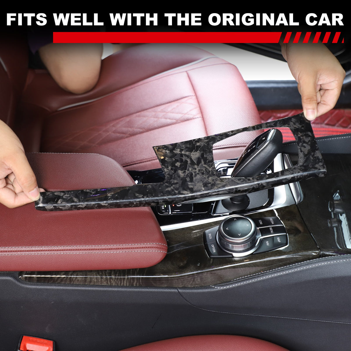 Forged Real Carbon Fiber Center Mode Knob Trim Cover For BMW 5 Series G30 18-22 8