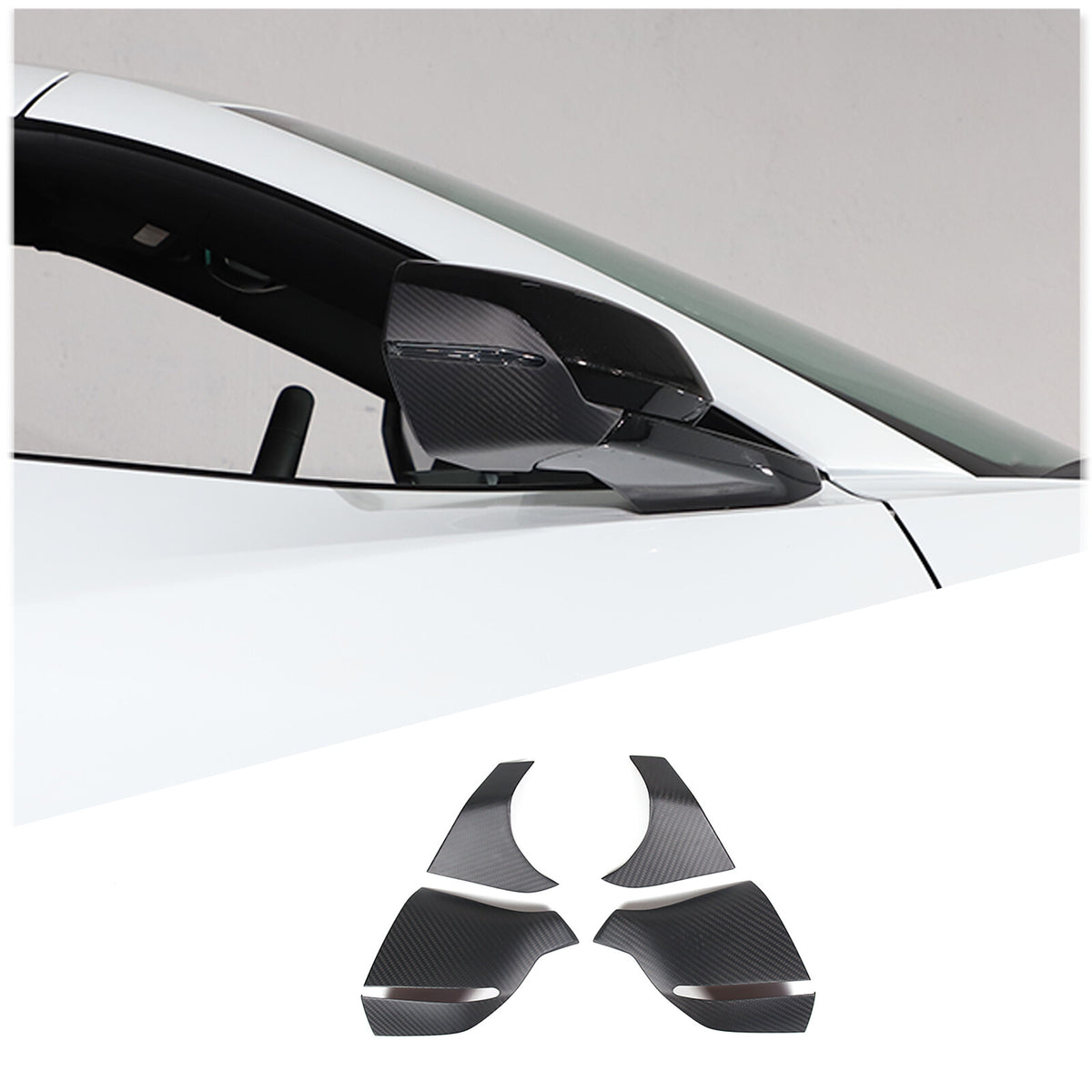 For C8 Corvette Z51 Z06 20-26 Matte Carbon Fiber Side Mirror Cover Lower Base 3