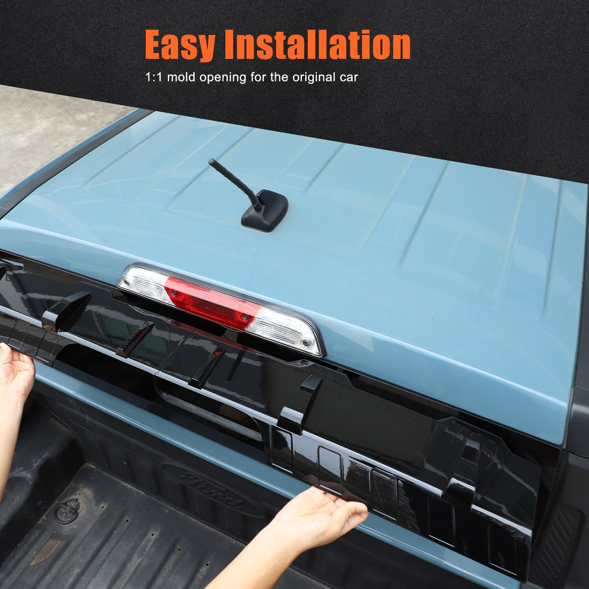 Glossy Piano Black ABS Rear Roof Spoiler Trim For Ford Maverick 2022+ US 3