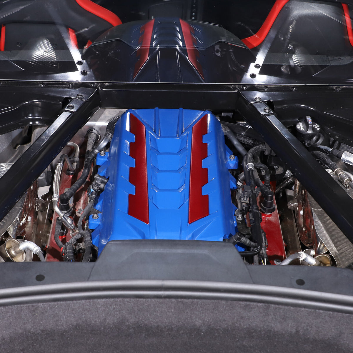 Blue Engine Bay Panel Cover Trim in Edge Red For Corvette C8 2020-26 22