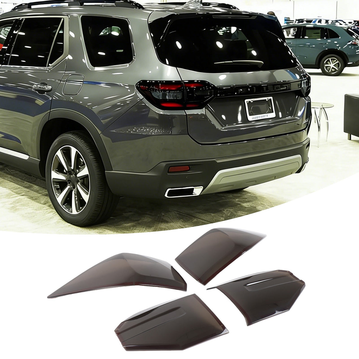Transparent Gray ABS Smoked Tail Light Cover Trim For Honda Pilot 2023-2025 1