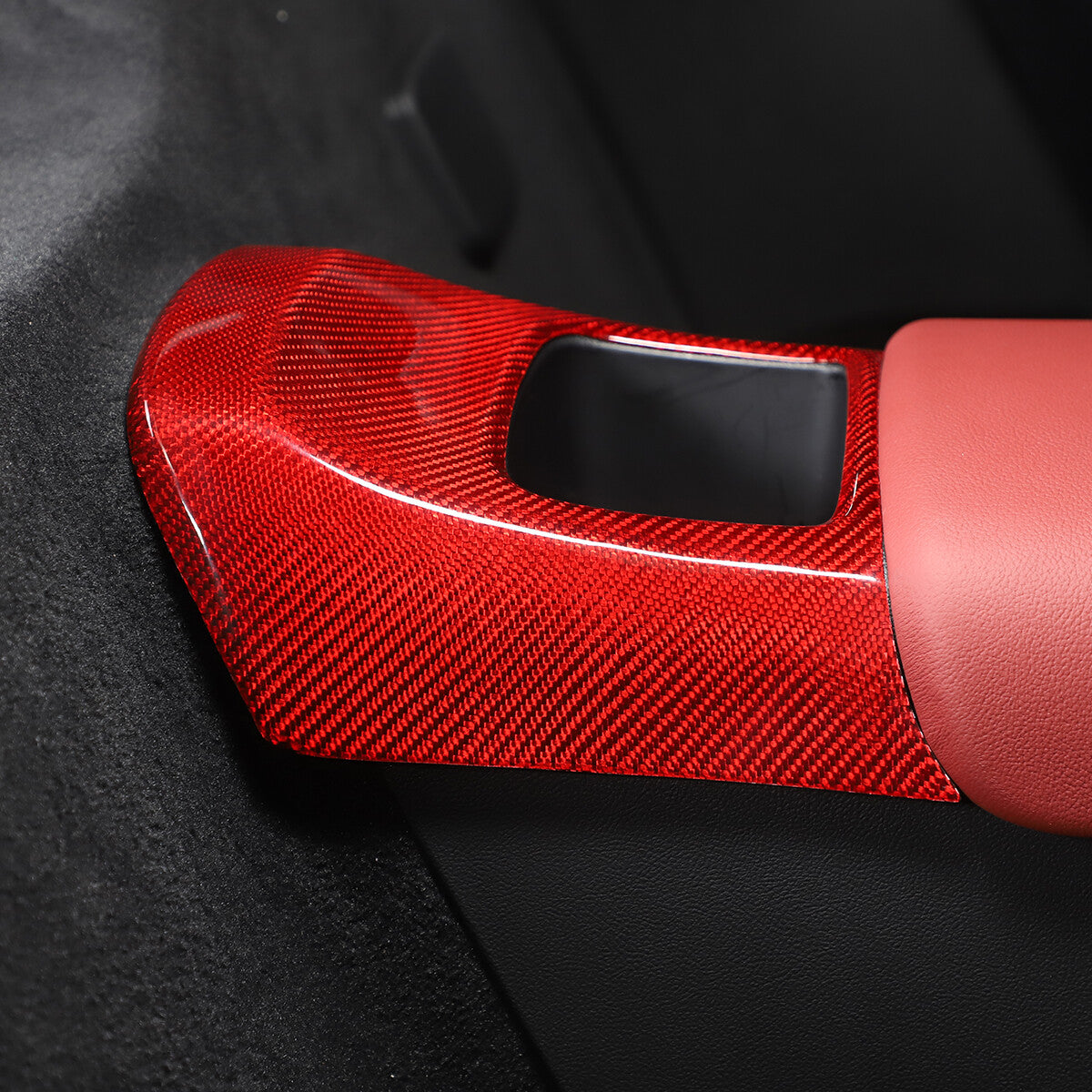 Red Carbon fiber Rear storage compartment cover trim For Toyota Supra A90 19-24 8