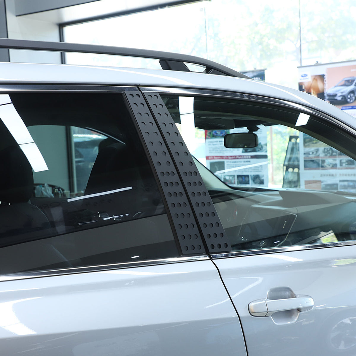 Black Window B pillar Post Protector Cover Trim For Subaru Forester 2019-2024 5