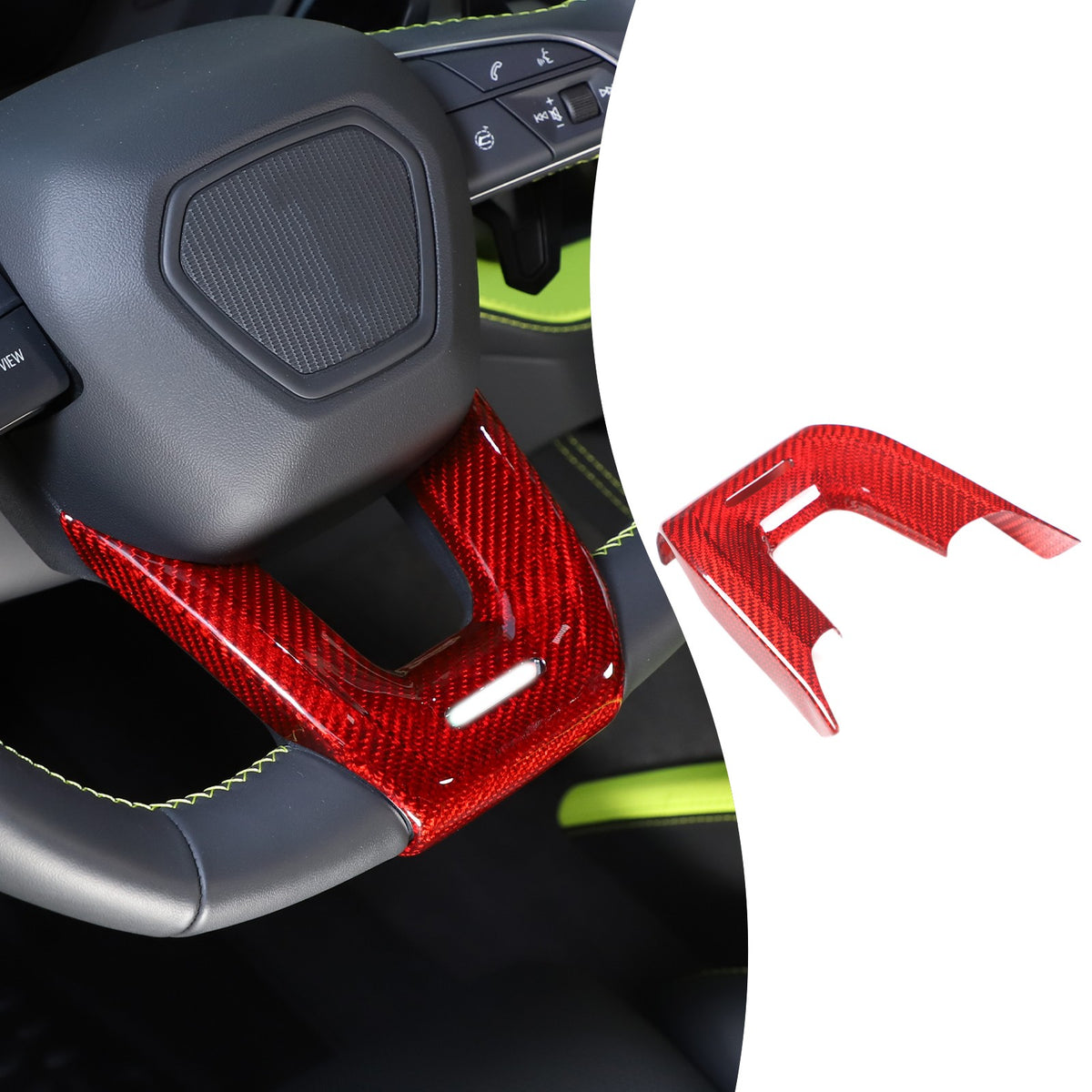 Red Real Carbon Fiber Steering Wheel Trim For Lamborghini Urus/Urus SE 2018-2023 19