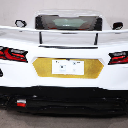 Yellow Carbon Fiber Rear License Plate Frame Panel Sticker For Corvette C8 20-26 16