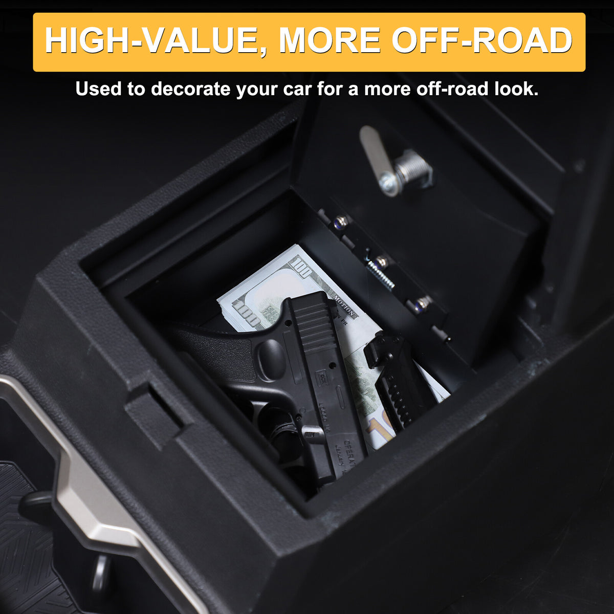 Steel Center Console Safe GUN Storage Lock Box TRAY For Toyota Tacoma 24+ US 4